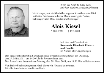 Anzeige von Alois Kiesel von MGO