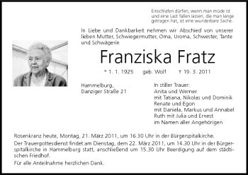 Anzeige von Franziska Fratz von MGO
