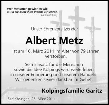 Anzeige von Albert Metz von MGO
