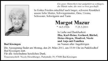 Anzeige von Margot Mazur von MGO