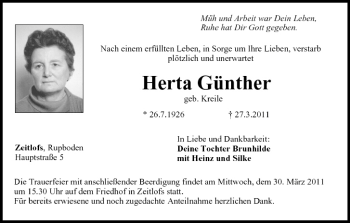 Anzeige von Herta Günther von MGO