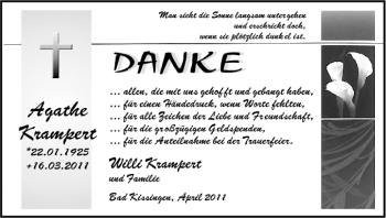Anzeige von Agathe Krampert von MGO