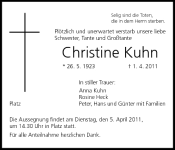 Anzeige von Christine Kuhn von MGO