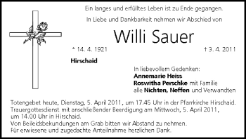 Anzeige von Willi Sauer von MGO