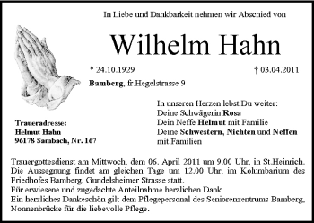 Anzeige von Wilhelm Hahn von MGO