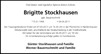 Anzeige von Brigitte Stockhausen von MGO