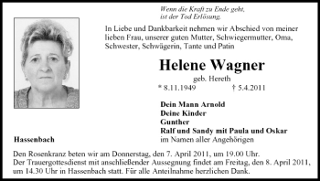Anzeige von Helene Wagner von MGO