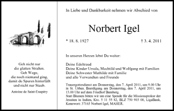 Anzeige von Norbert Igel von MGO
