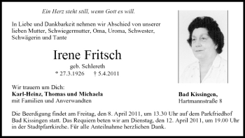 Anzeige von Irene Fritsch von MGO