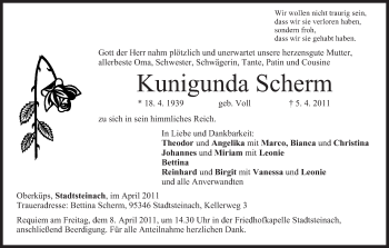 Anzeige von Kunigunda Scherm von MGO