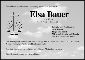 Anzeige von Elsa Bauer von MGO