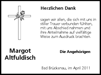 Anzeige von Margot Altfuldisch von MGO