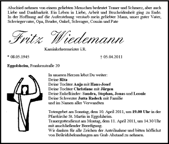 Anzeige von Fritz Wiedemann von MGO