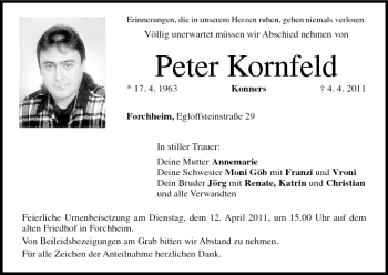 Anzeige von Peter Kornfeld von MGO