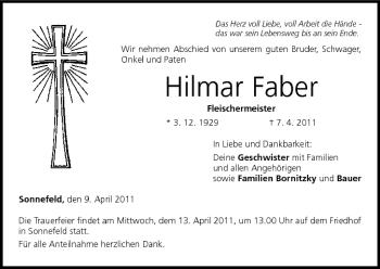 Anzeige von Hilmar Faber von MGO