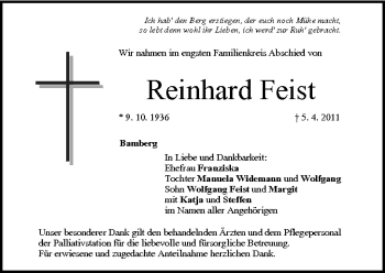 Anzeige von Reinhard Feist von MGO