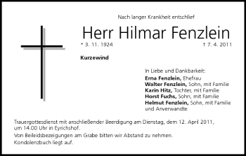 Anzeige von Hilmar Fenzlein von MGO