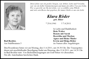 Anzeige von Klara Röder von MGO