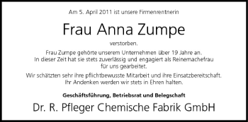 Anzeige von Anna Zumpe von MGO