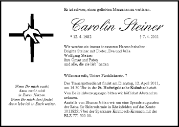 Anzeige von Carolin Steiner von MGO