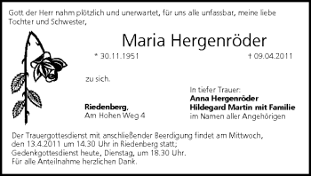 Anzeige von Maria Hergenröder von MGO