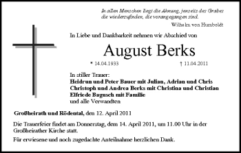 Anzeige von August Berks von MGO