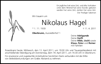 Anzeige von Nikolaus Hagel von MGO