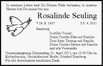 Anzeige von Rosalinde Seuling von MGO