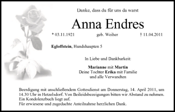 Anzeige von Anna Endres von MGO