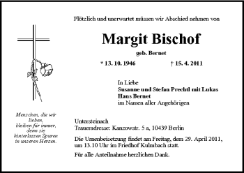 Anzeige von Margit Bischof von MGO