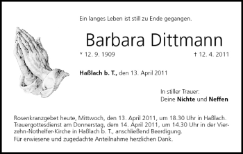 Anzeige von Barbara Dittmann von MGO