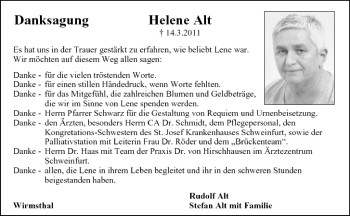 Anzeige von Helene Alt von MGO
