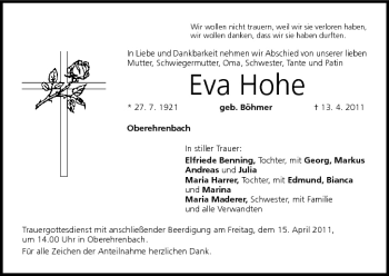 Anzeige von Eva Hohe von MGO