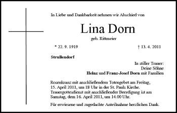Anzeige von Lina Dorn von MGO