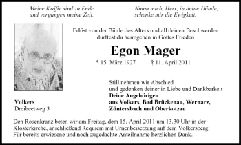 Anzeige von Egon Mager von MGO