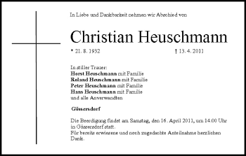 Anzeige von Christian Heuschmann von MGO