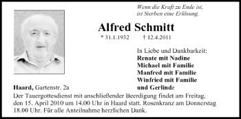 Anzeige von Alfred Schmitt von MGO