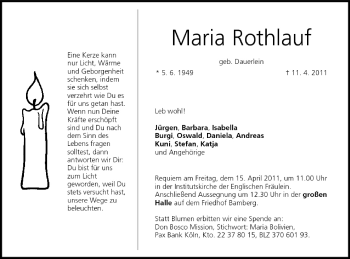Anzeige von Maria Rothlauf von MGO