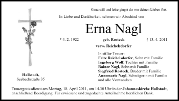 Anzeige von Erna Nagl Rosteck von MGO