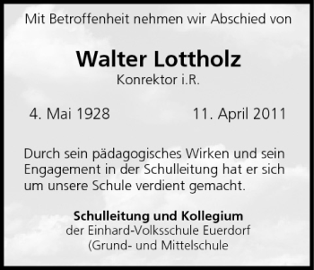 Anzeige von Walter Lottholz von MGO