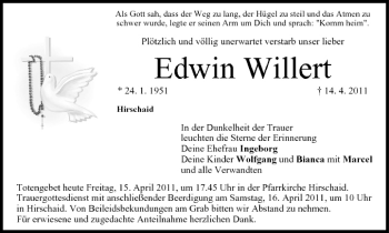 Anzeige von Edwin Willert von MGO