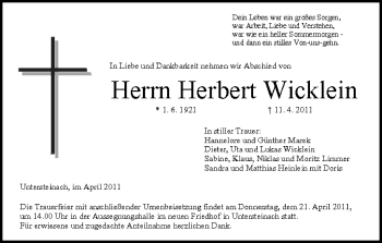Anzeige von Herbert Wicklein von MGO