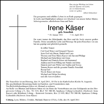 Anzeige von Irene Käser von MGO