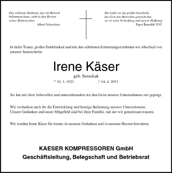 Anzeige von Irene Käser von MGO