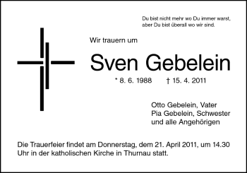 Anzeige von Sven Gebelein von MGO