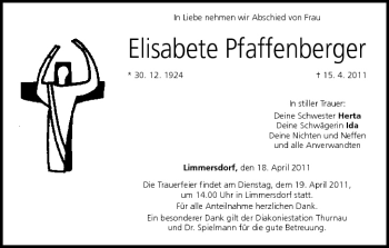 Anzeige von Elisabete Pfaffenberger von MGO