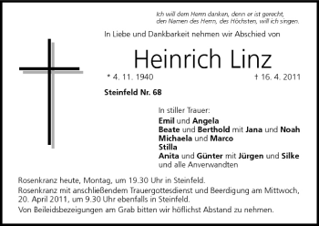 Anzeige von Heinrich Linz von MGO