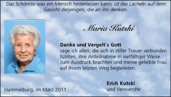 Anzeige von Maria Kutski von MGO