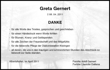 Anzeige von Greta Gernert von MGO