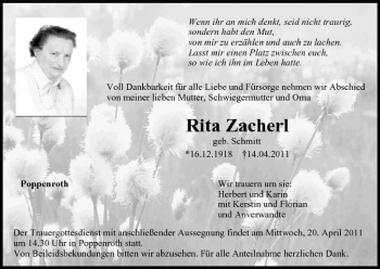 Anzeige von Rita Zacherl von MGO